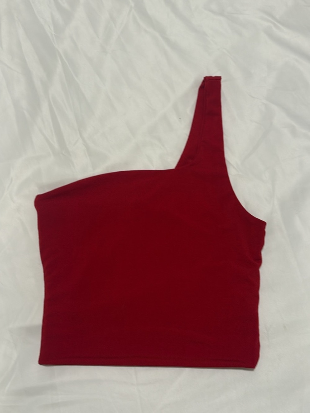 One-Shoulder Red Crop Top